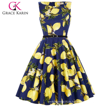 Grace Karin 50 Farben Audrey Hepburn Kleid ärmellose Baumwolle kurz 50s 60s Retro Vintage Kleid CL6086-30